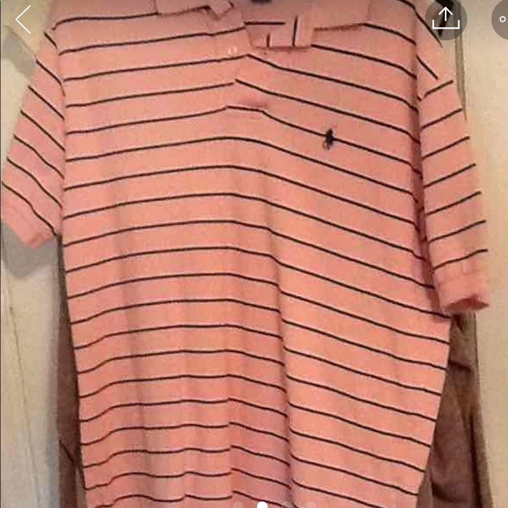 Men’s Pink With Black Stripe Polo Sz L